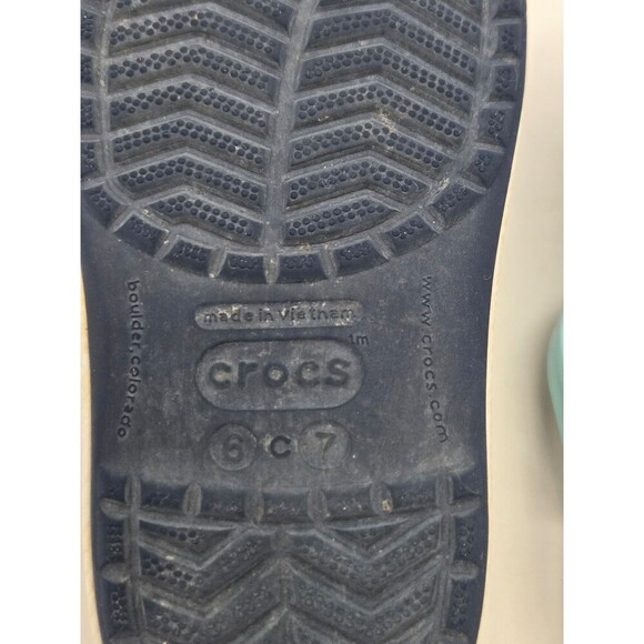 CROCS NAVY BLUE & SKY BLUE SLIP ON SHOES CHILDREN KIDS YOUTH SIZE 6 7 SCHOOL - Picture 11 of 12